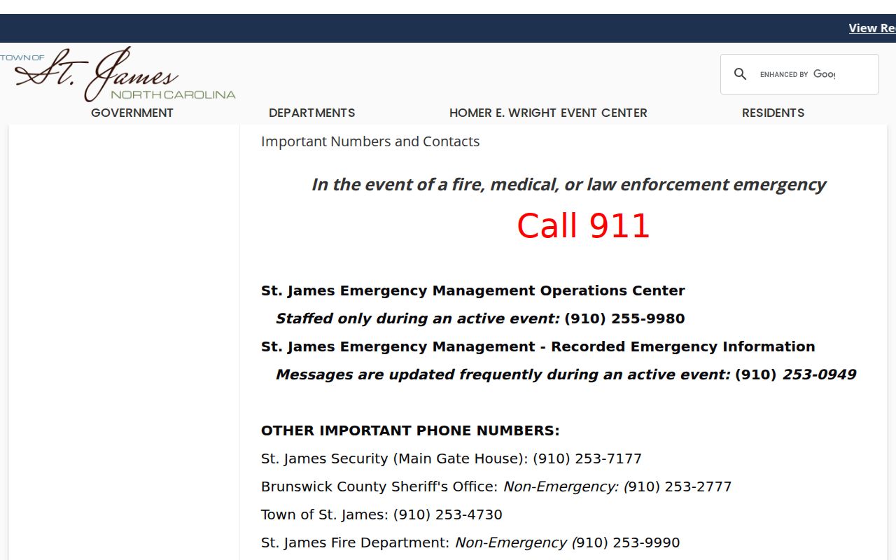 St. James criminal history law enforcement contacts