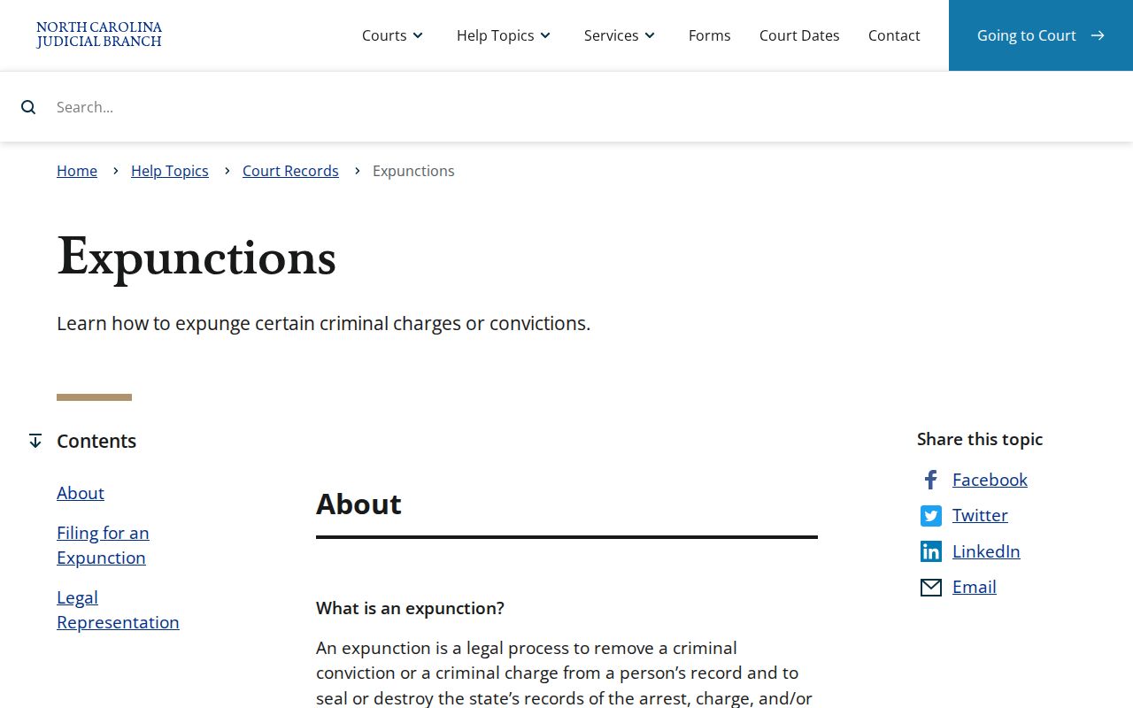 Brunswick County criminal history expunction guidance